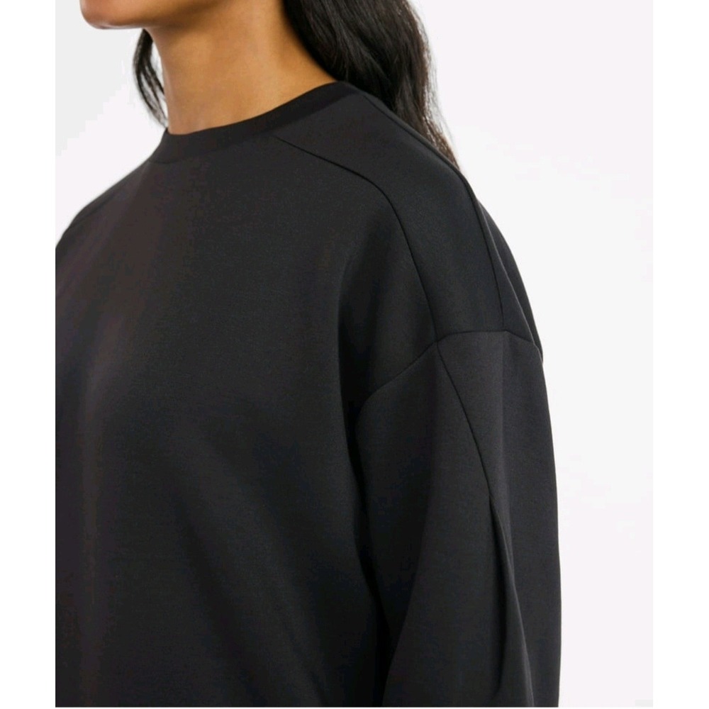 Avia Seamed Scuba Pullover Sweatshirt Crew Black Women Large 12-14 52469 - Picture 5 of 5